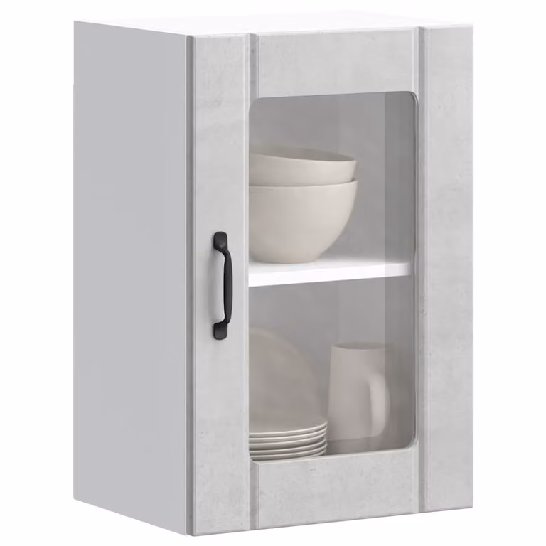 Pensile da cucina moderno vidaXL con ante in vetro e ripiani interni, Grigio, L: 60 cm, H: 31 cm, P: 40 cm