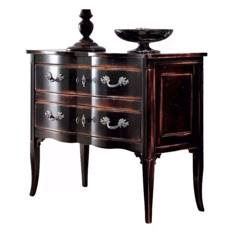 Cassettiera con 2 cassetti in legno stile shabby chic nero Mobili 2G L: 92 cm, P: 44 cm, H: 79 cm