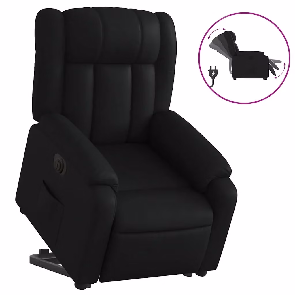 Poltrona Alzapersona Reclinabile Elettrica vidaXL in Similpelle Nera con Braccioli – 2