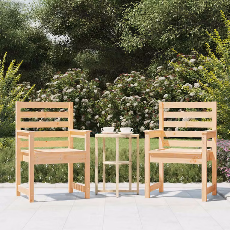 Set di 2 sedie da giardino vidaXL in legno di pino massello marrone con braccioli L/P/H: 60 x 48 x 91 cm