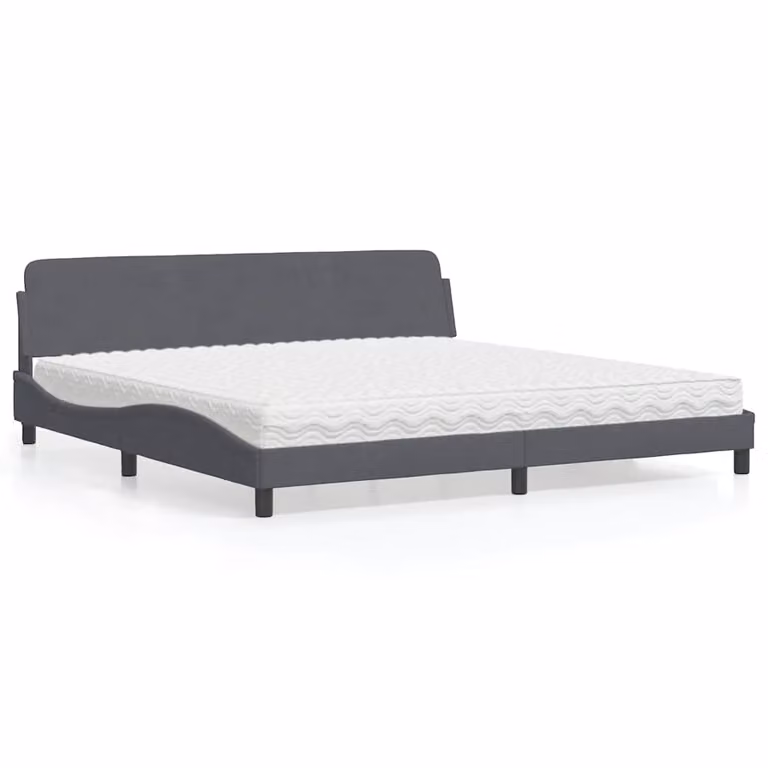 Letto con Materasso Dover vidaXL in Velluto Grigio Scuro 200x200 cm