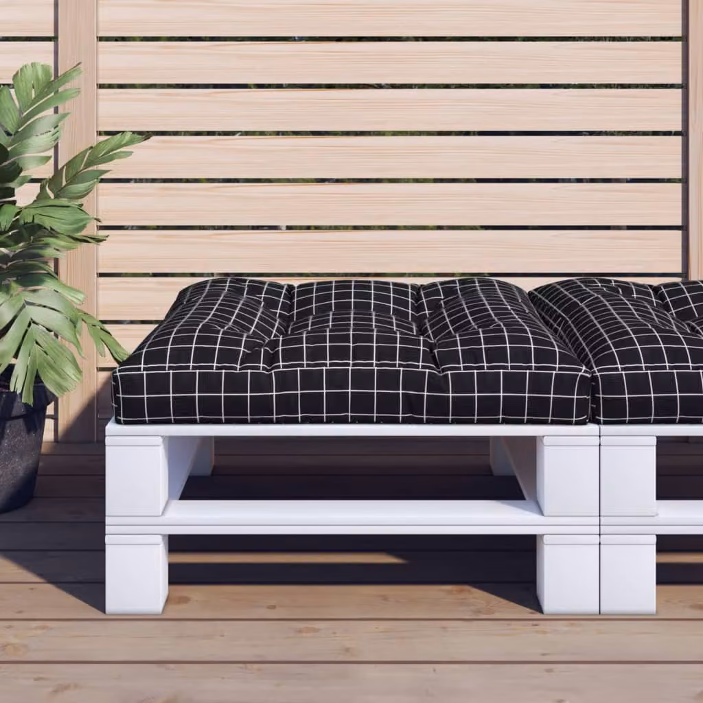 vidaXL Cuscino per Pallet Quadrato Nero e Multicolore in Poliestere Idrorepellente e Resistente ai Raggi UV L: 70 cm, P: 70 cm, H: 12 cm