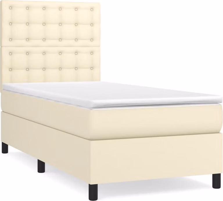Giroletto a Molle con Materasso Crema 90x200 cm in Pelle finta