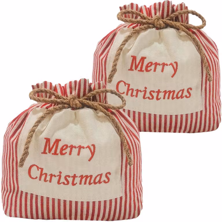 2 sacchetti natalizi, calendario dell'Avvento, sacchetti in cotone con coulisse, 23x23 cm