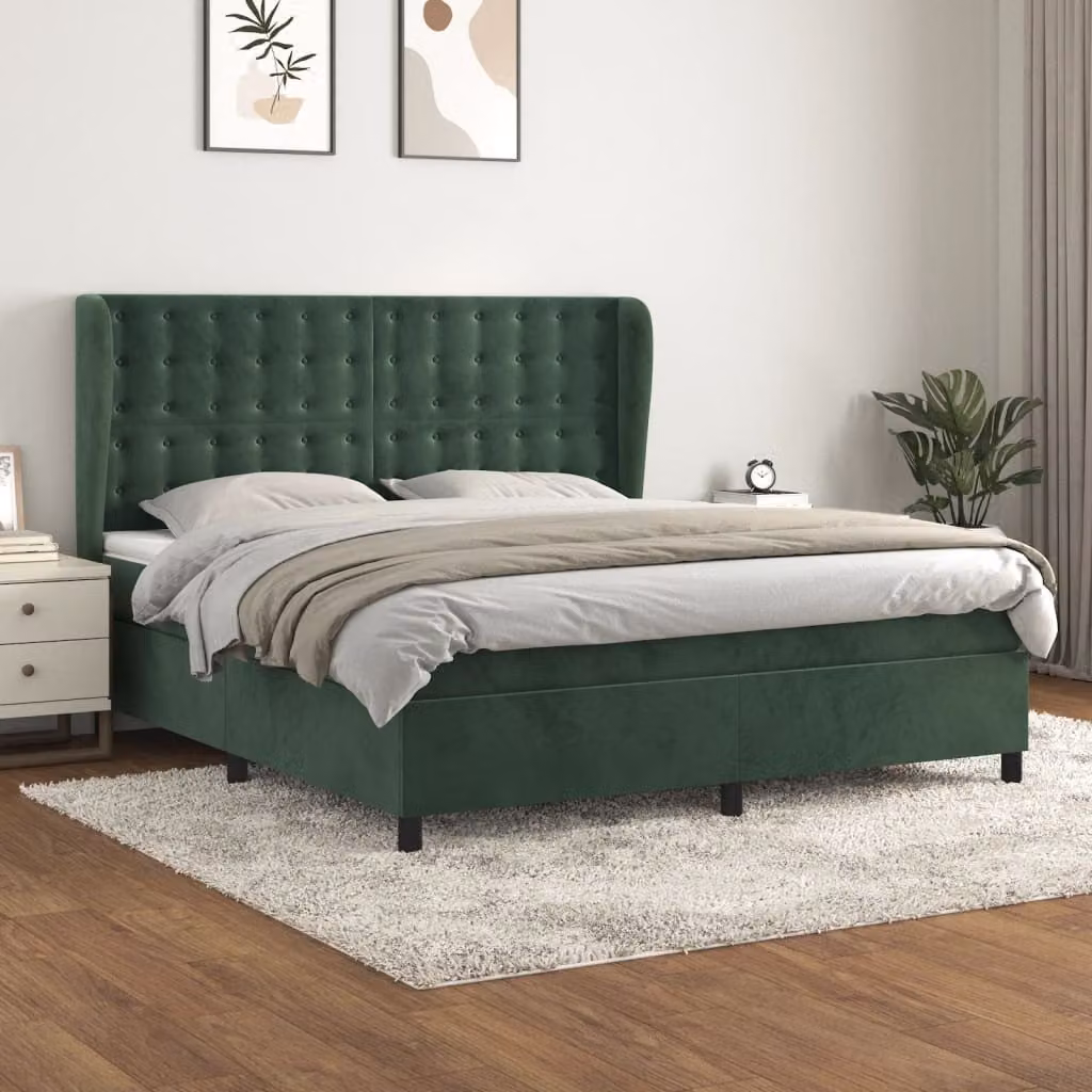 Maison Exclusive - Giroletto a Molle con Materasso Verde Scuro 180x200 cm Velluto