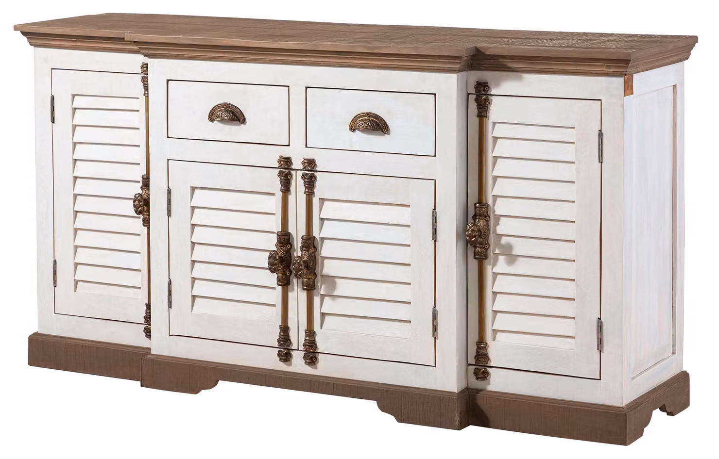 MASSIVMOEBEL24 | Credenza TOULOUSE #108 in Legno di Mango Laccato Bianco - 160x45x90