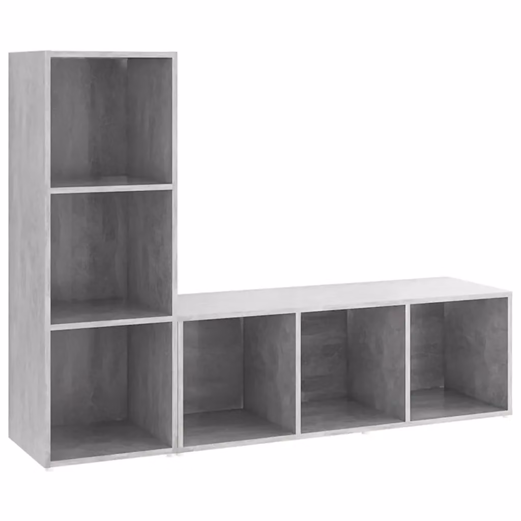 Set di 2 Mobili TV vidaXL in Legno Multistrato Grigio Cemento L: 107 cm, P: 35 cm, H: 37 cm – 2