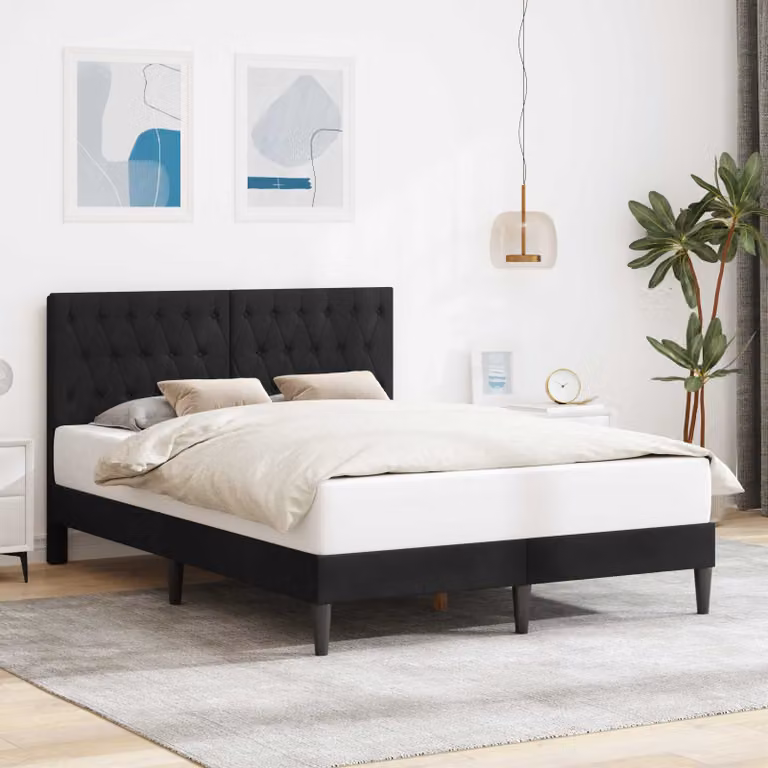 Struttura del letto con testiera vidaXL in velluto nero L 120 cm x P 200 cm