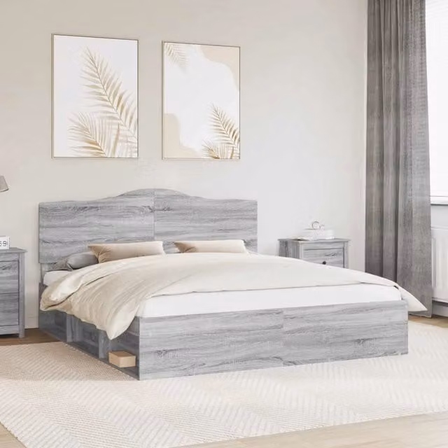 Struttura del letto Grigio Sonoma 200 x 200 cm Pino massello 3413268
