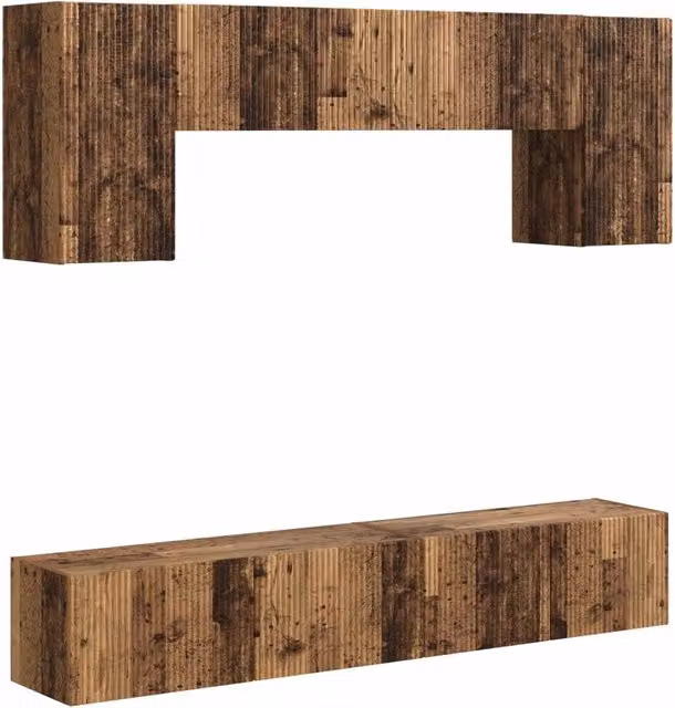 Set mobile TV 4 pz | Armadietto TV | Mobile Porta TV Legno vecchio Legno multistrato