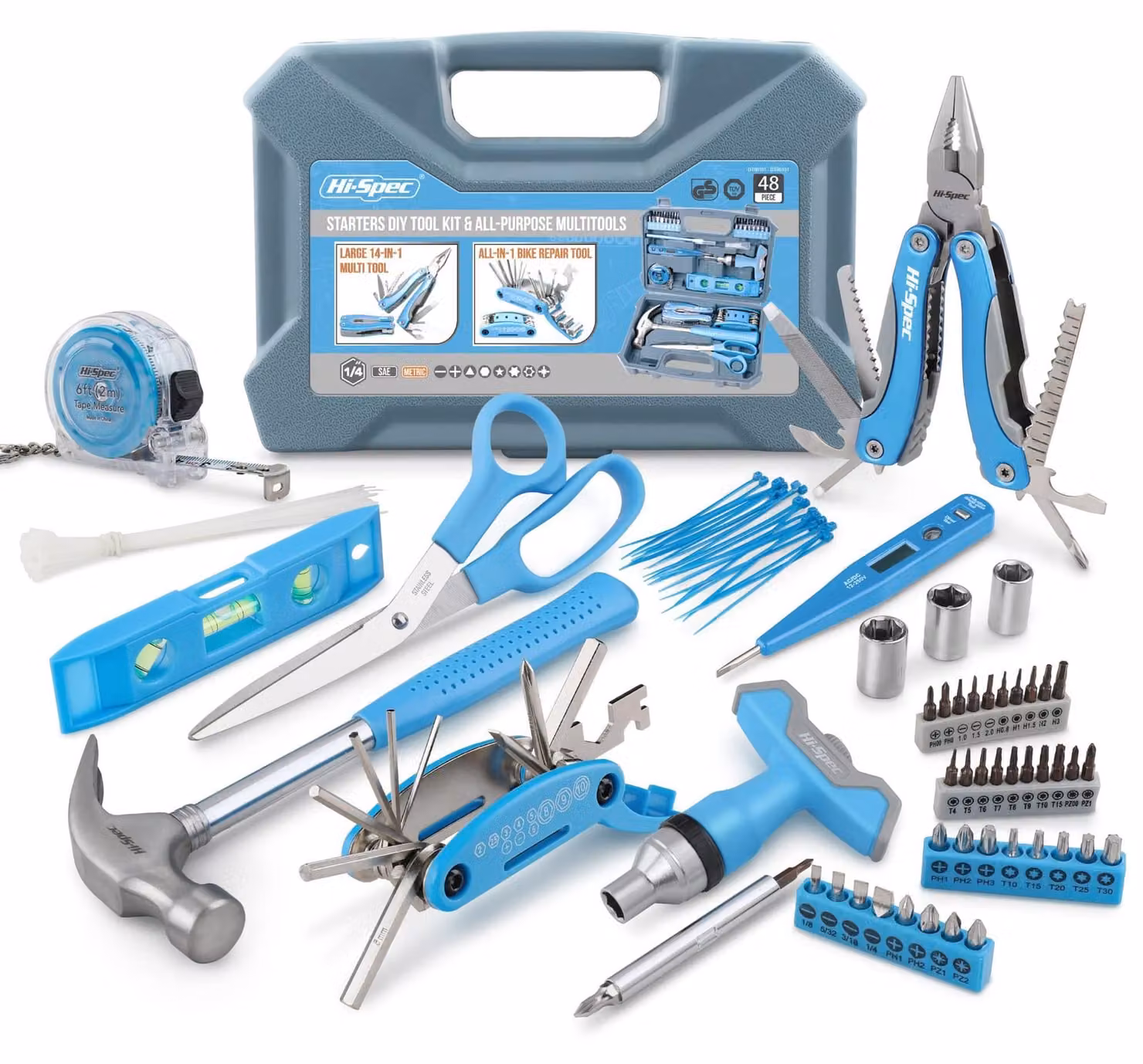 Set di utensili per la casa - 48 pezzi, colore blu