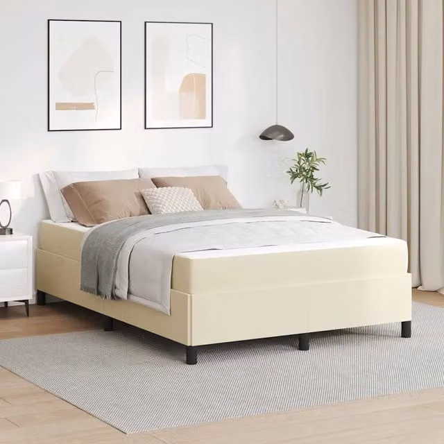 Letto moderno con struttura imbottita e materasso a molle vidaXL in beige L: 160 cm, P: 200 cm, H: 203 cm – 1