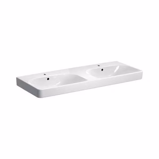 Geberit Smyle Square lavabo double 500223, 120x48cm, avec trou pour robinetterie, avec trop-plein, 500.223.01.8, 500.223.01.8
