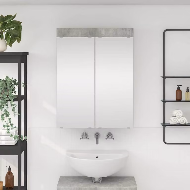 Mobiletto per specchio da bagno vidaXL TULUM moderno, Grigio cemento, L/P/H: 60,0 x 16,5 x 78,0 cm