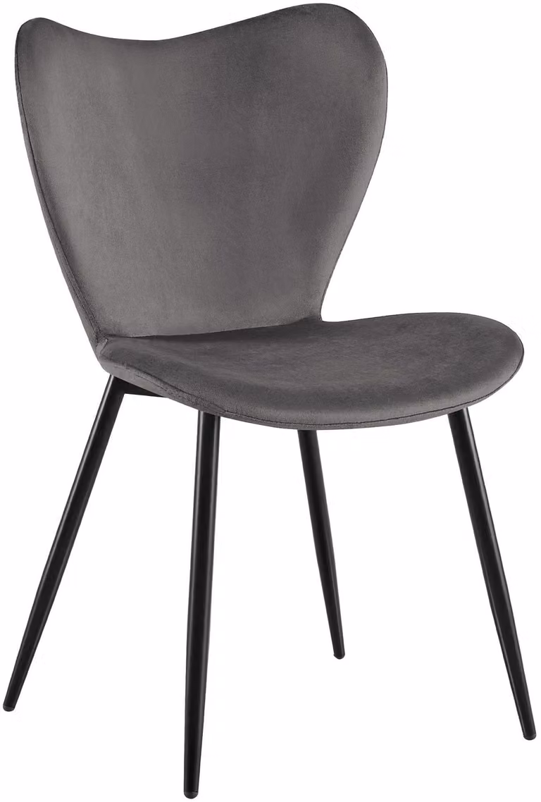 Sedia da pranzo Maika, imbottita, con schienale, capacità di carico fino a 150 kg, colore grigio scuro, materiale: velluto