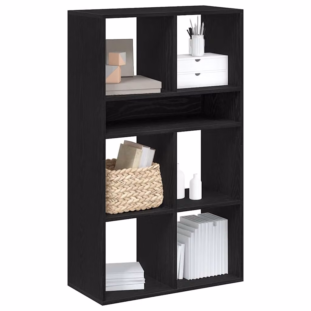 Libreria moderna vidaXL in legno e MDF nera con pannello posteriore, L 66 cm x P 31 cm x H 112 cm