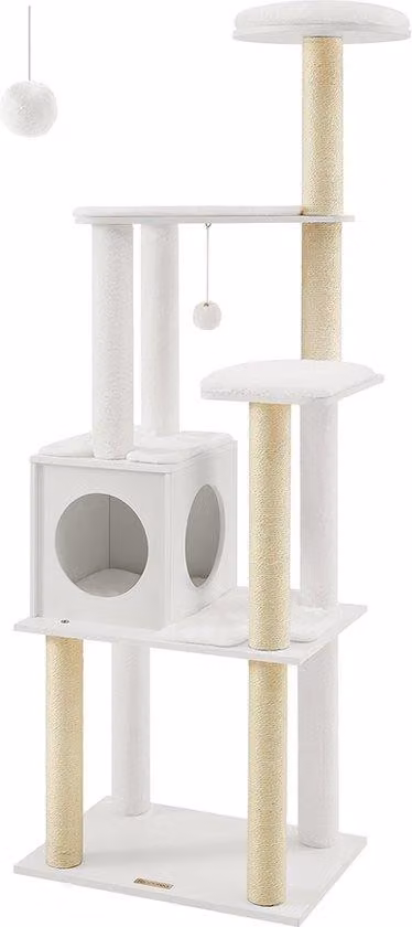 Tiragraffi per gatti Rootz Large - Albero tiragraffi - Tiragraffi - Truciolato - Peluche - Sisal - 58 cm x 40 cm x 165 cm