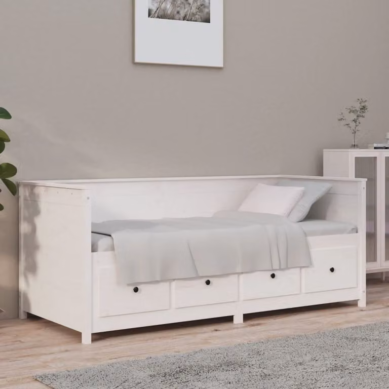 vidaXL Letto da giorno bianco 90x190 cm pino massiccio - Letto da giorno - Letti da giorno - Letto da giorno legno - Letto da giorno legno massiccio