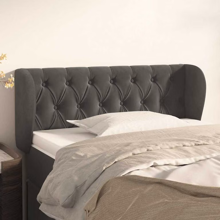Testiera ad orecchio vidaXL in velluto grigio scuro L: 93 cm, P: 23 cm, H: 78-88 cm