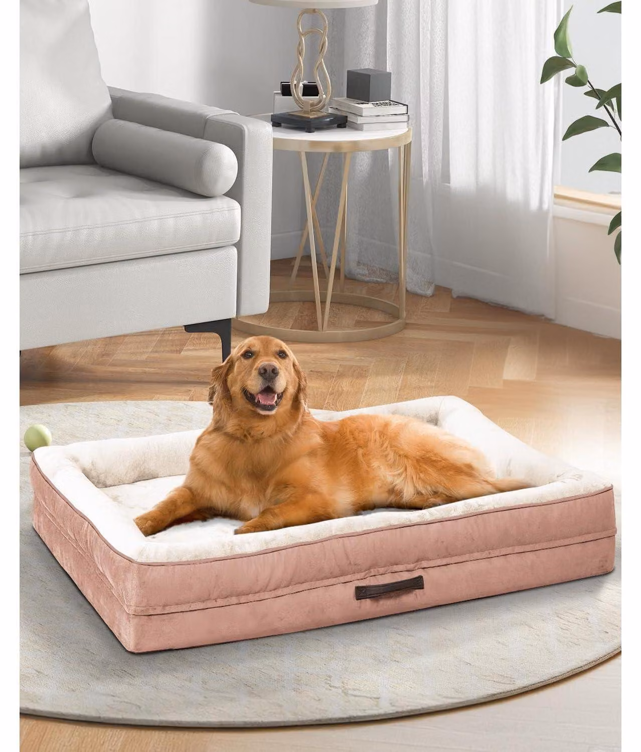 Cuccia per cani, taglia XL, ortopedica, lavabile, rosa, dimensioni 117x76x19 cm