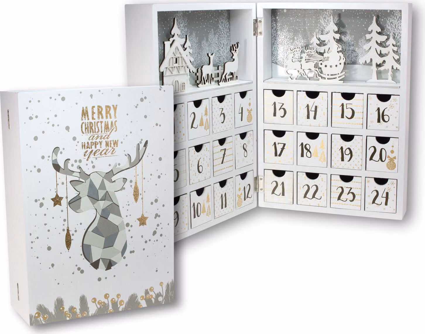 Calendario dell'Avvento a libro 30 cm con 24 caselle - in bianco