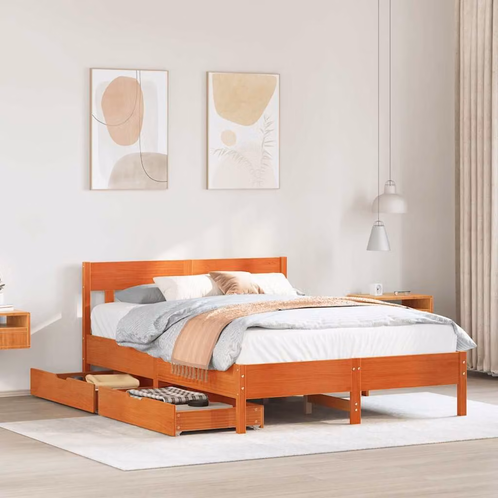 Letto in legno di pino rustico vidaXL marrone cera L/P/H: 205.5 x 160 x 81 cm – 1