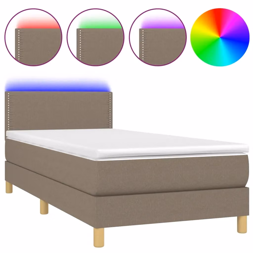 Letto a molle con materasso vidaXL in tessuto beige e grigio con illuminazione LED e porta USB L/P/H: 203 x 90 x 78 cm – 2