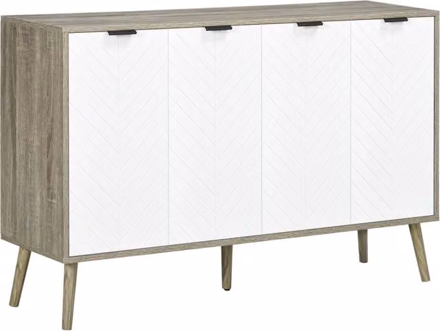 Credenza Buffet Xylo a 4 Ante Bianco e Grigio L: 120 cm, P: 35 cm, H: 77 cm