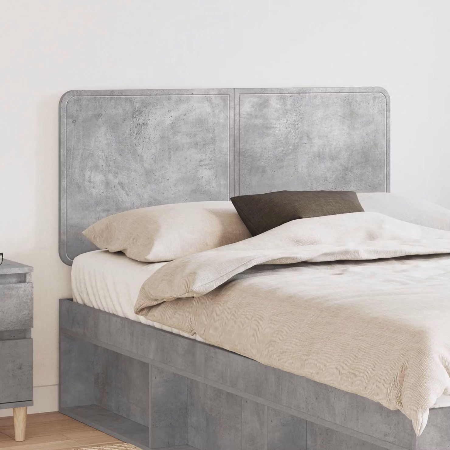 Testiera per letto moderna vidaXL in legno ingegnerizzato grigio cemento con design astratto opaco