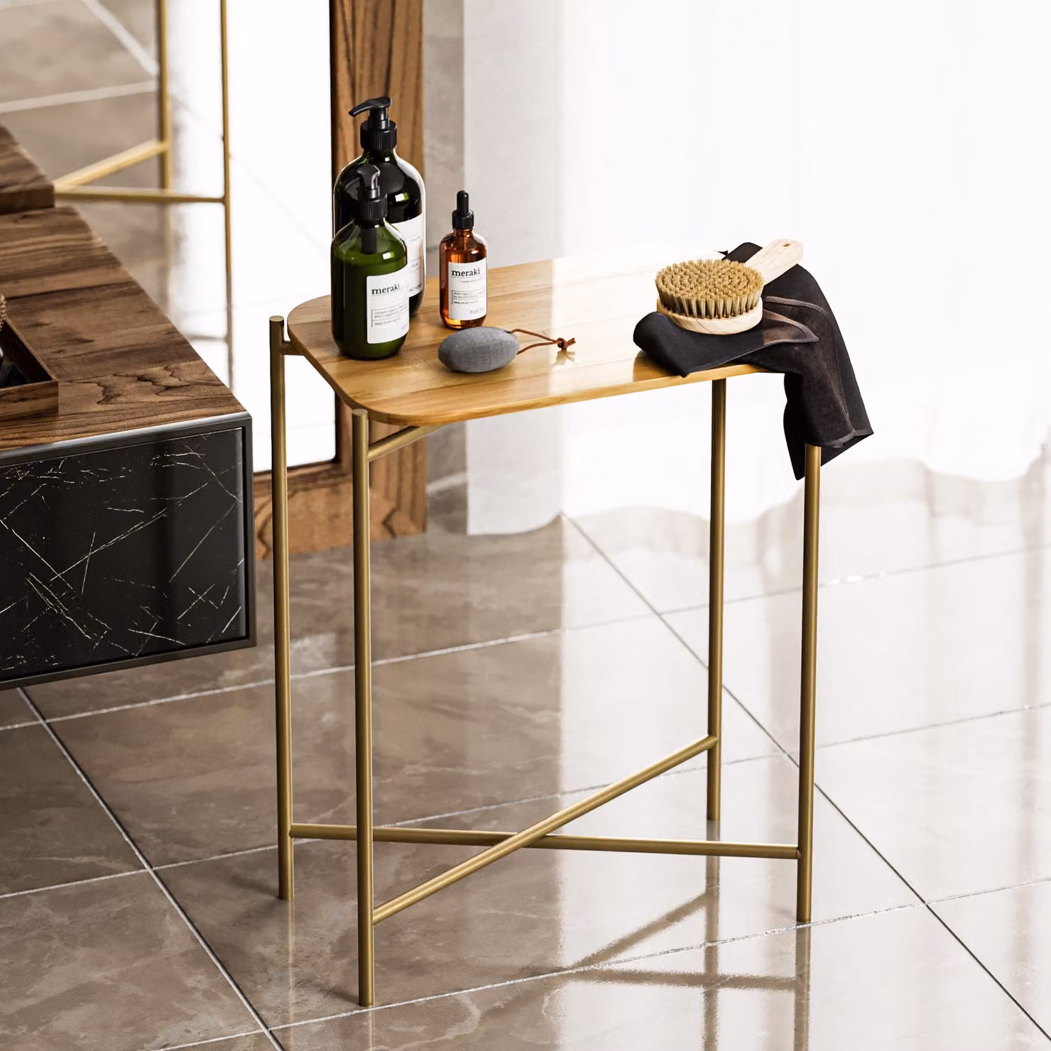 Skye Decor, Shb-003-A, tavolino, 100 % LEGNO, oro, 40 x 26 x 56 cm