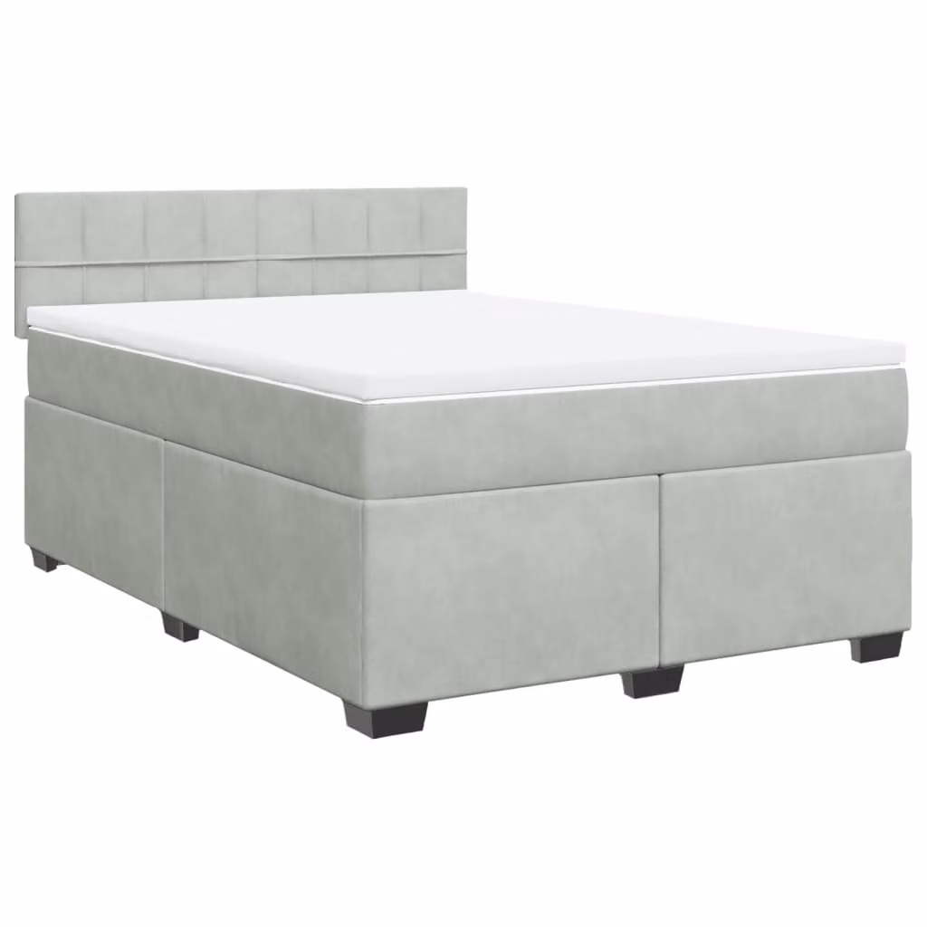 Giroletto a Molle con Materasso Grigio Chiaro 140x200cm Velluto