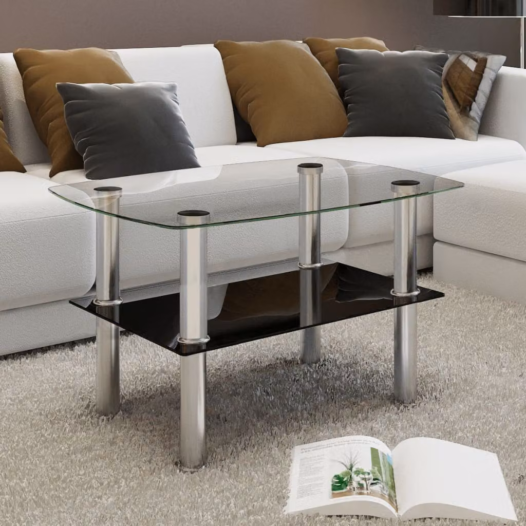 The Living Store Tavolino in vetro a 2 livelli