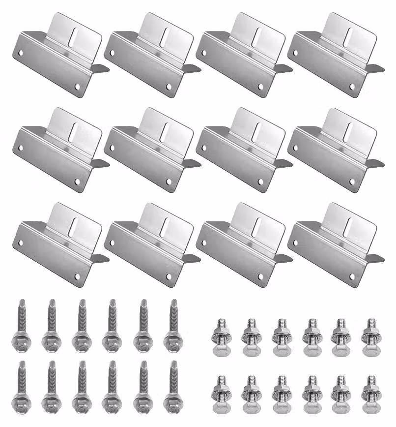 Supporto per il montaggio di pannelli solari, realizzato in alluminio leggero, versatile e adatto a diverse applicazioni. Set da 12 pezzi