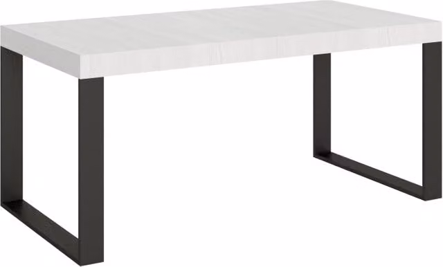 Tavolo rettangolare allungabile Itamoby con piano in legno bianco frassino e telaio in metallo antracite