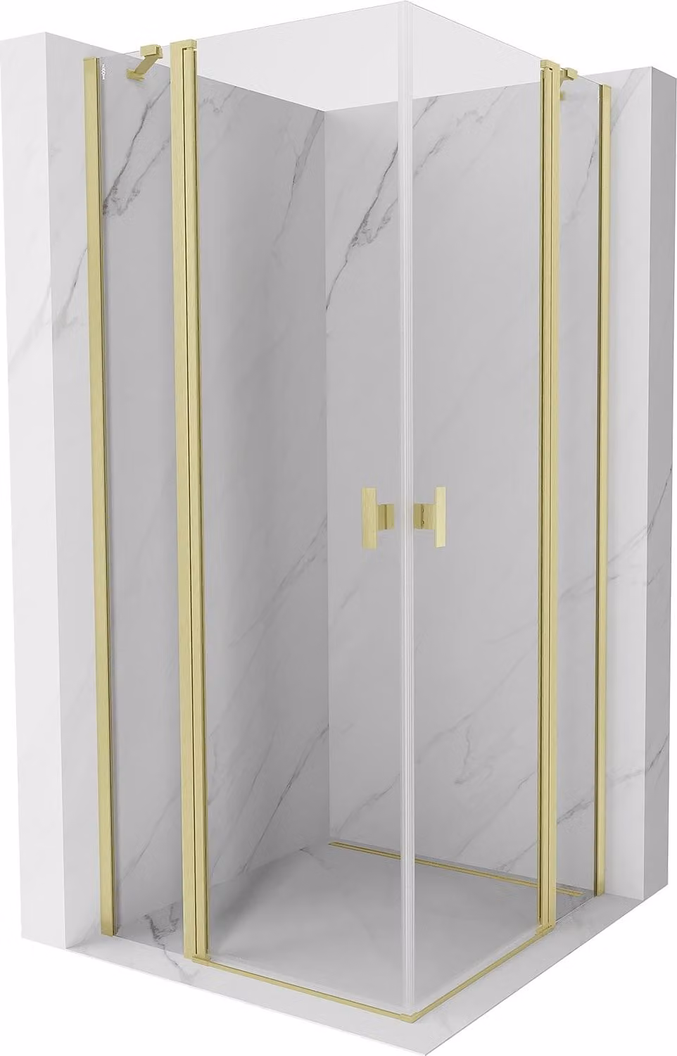 Mexen Mist Duo cabina doccia con anta battente 80 x 80 cm, trasparente, oro spazzolato - 8A4-080-080-55-00