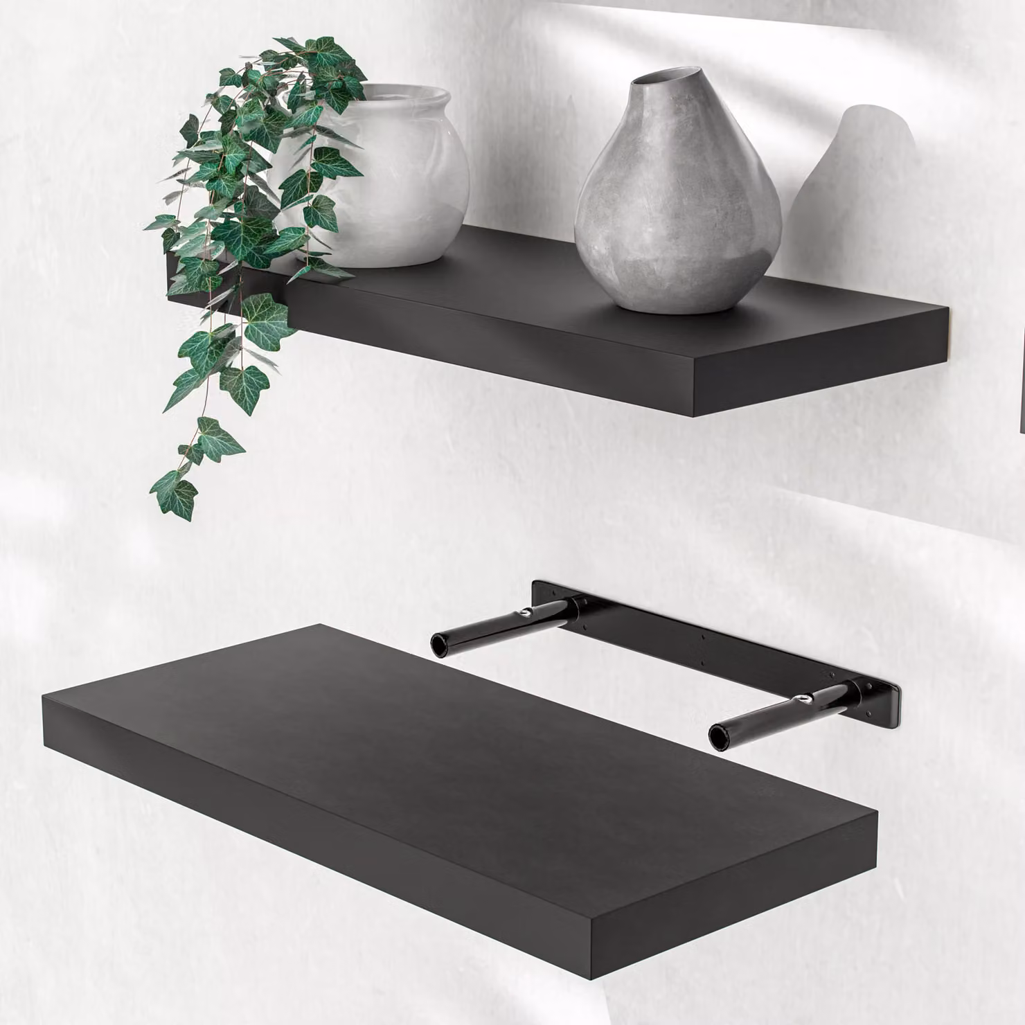 Set di 3 Scaffali Galleggianti a Muro Casaria® Nero Opaco con Staffe – 2