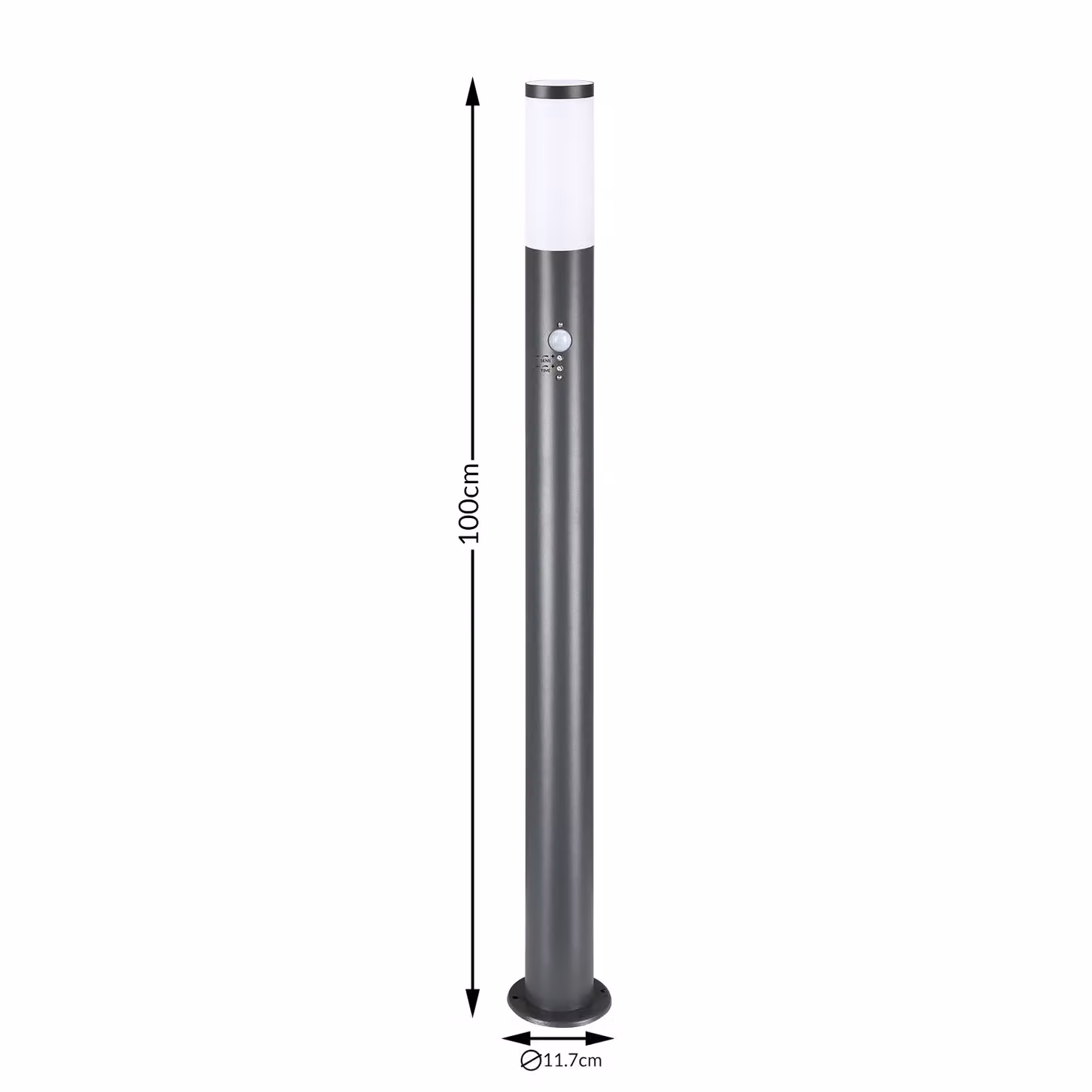 Paletto luminoso da giardino Monzana con sensore di movimento, colore grigio, protezione IP44 – 3
