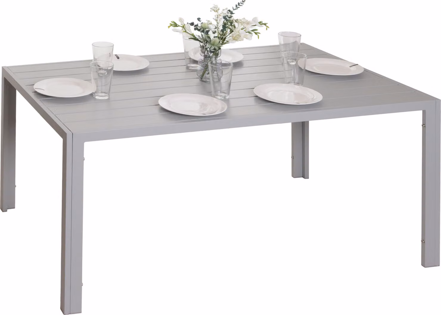 Tavolo da pranzo in alluminio MCW-N40, tavolo da bistrot, tavolo da giardino, tavolo da balcone, resistente alle intemperie, 140x80 cm ~ grigio chiaro