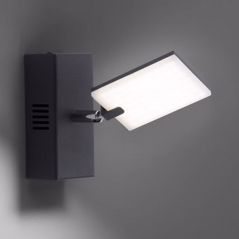 PURE Applique da parete a LED Mira, dimmerabile, Nero, Soggiorno / Sala da pranzo, Alluminio, Moderno, Applique a LED