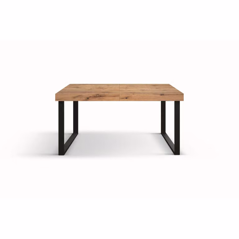 Tavolo CINQUALE in legno, finitura rovere rustico con gambe in metallo antracite, allungabile 160×90 cm - 240×90 cm