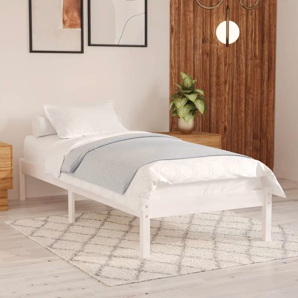 vidaXL Letto in legno massiccio di pino bianco 100x200 cm - Struttura letto - Struttura letto in legno - Letto - Letti
