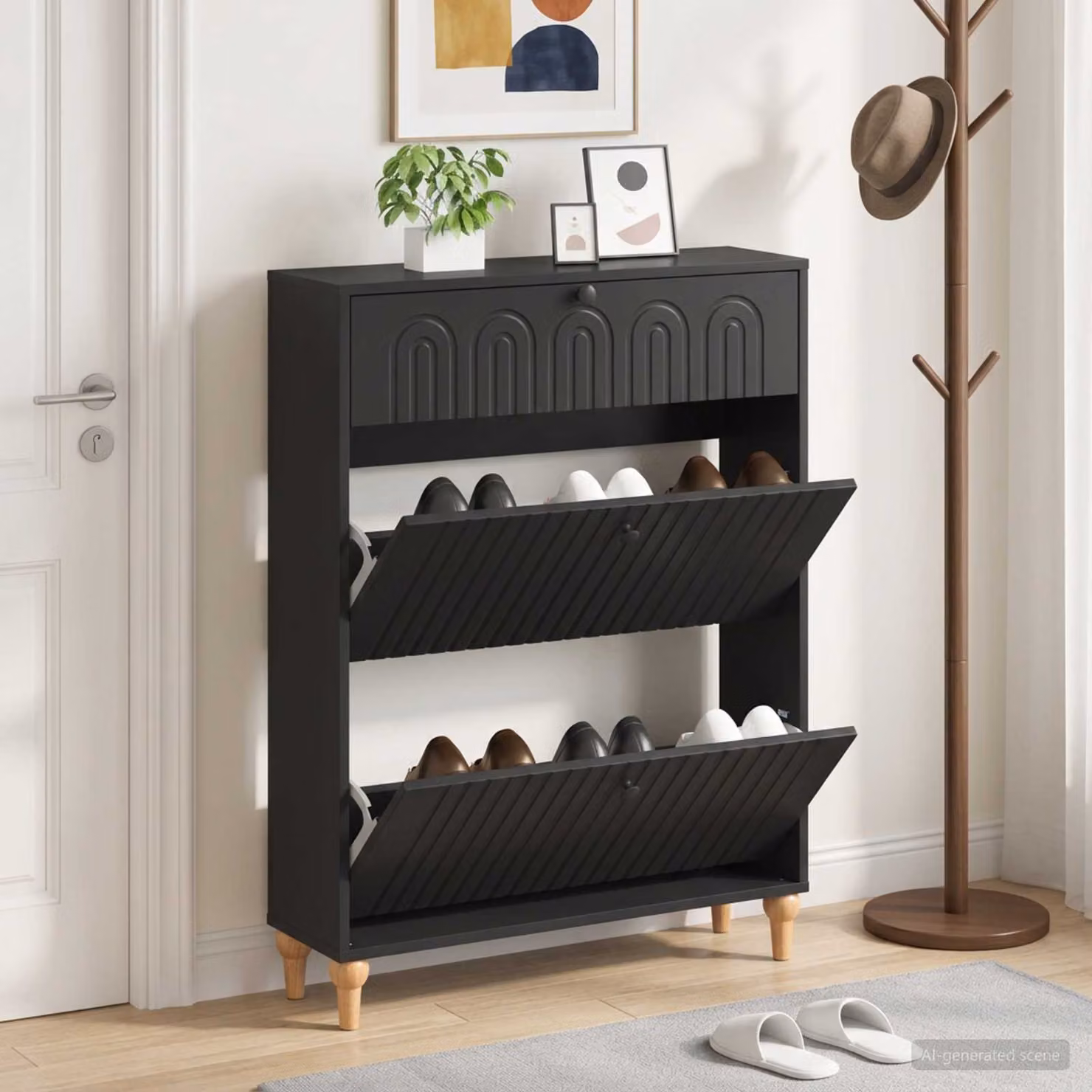 Mobile porta scarpe vidaXL ALKMAAR nero L: 78 cm, P: 24 cm, H: 103 cm