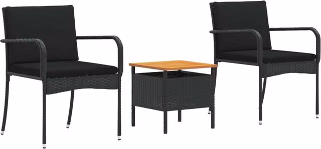 Set da giardino moderno in legno di acacia oliato con dettagli in metallo argento e nero
