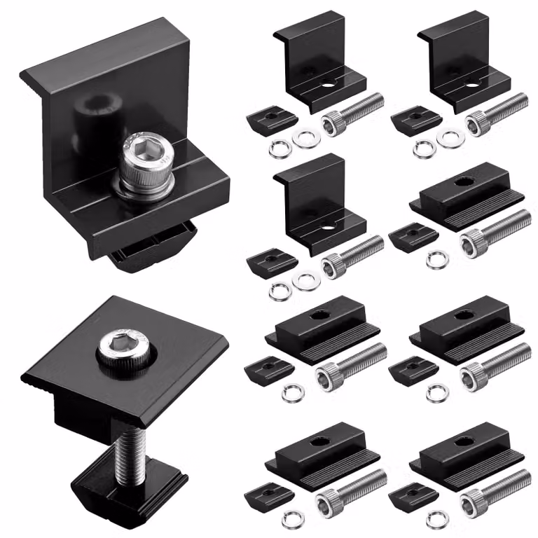 Kit di fissaggio per pannelli solari, per 4 pannelli, 35 mm, alluminio, colore nero