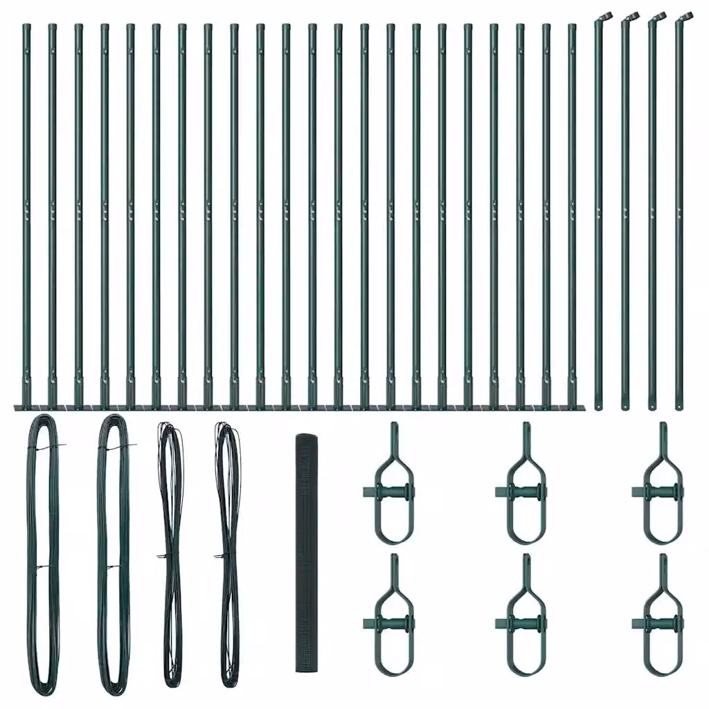 Recinzione Metallica Saldata vidaXL con Base in Cemento, Colore Verde, L: 140 cm, H: 50 cm – 2