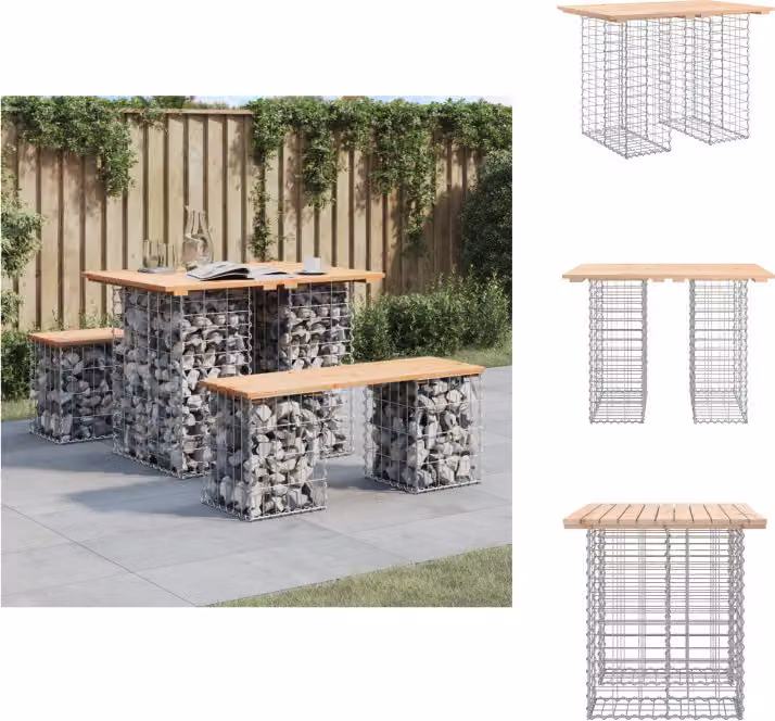 vidaXL Panchina da giardino in gabbione 100x70x72 cm in legno di pino massiccio - Panchine da giardino