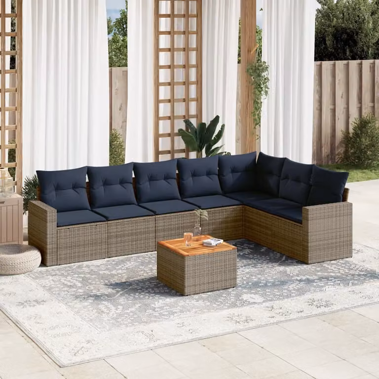 Maison Exclusive - Set Divani da Giardino 8 pz con Cuscini Grigio in Polyrattan