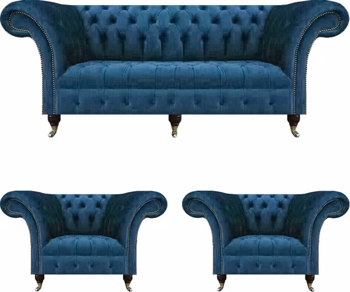 Chesterfield Modern Set 3tlg Luxus Sofas Komplett Einrichtung Sessel Sitzmöbel