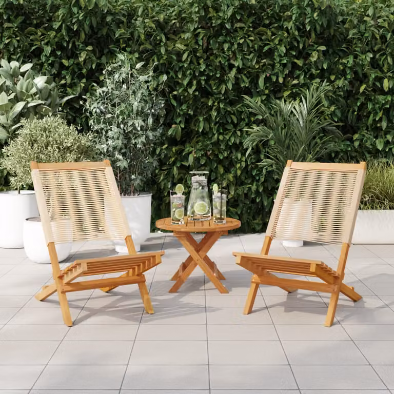 vidaXL Sedie Giardino 2 pz Beige Legno Massello Acacia e Polipropilene