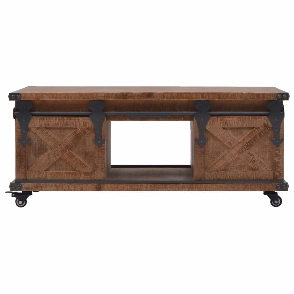 Tavolino da Salotto in Legno di Abete 91x51x38cm Marrone